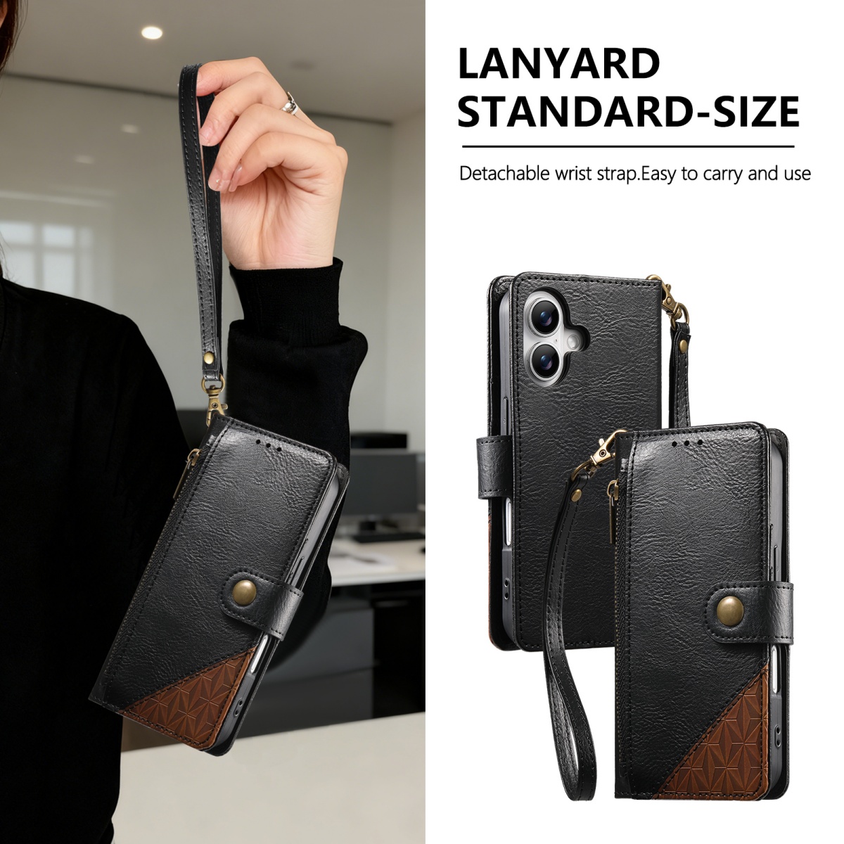 Phone Cases With Wallet - PU Deri Fermuarlı Bileklik Askılı Cüzdan