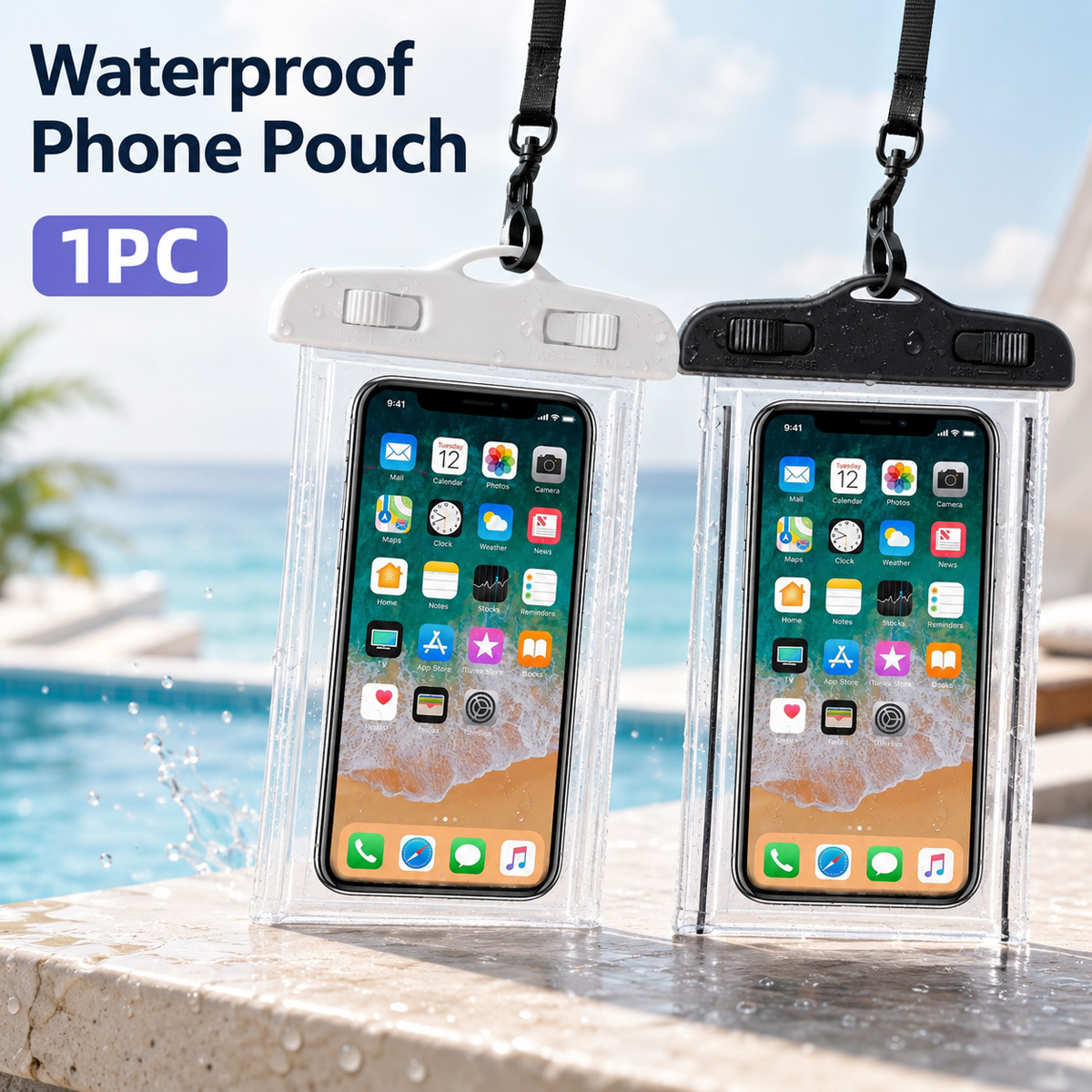 Phone Cases Beach - Şeffaf Su Geçirmez Cep Telefonu Kılıfı