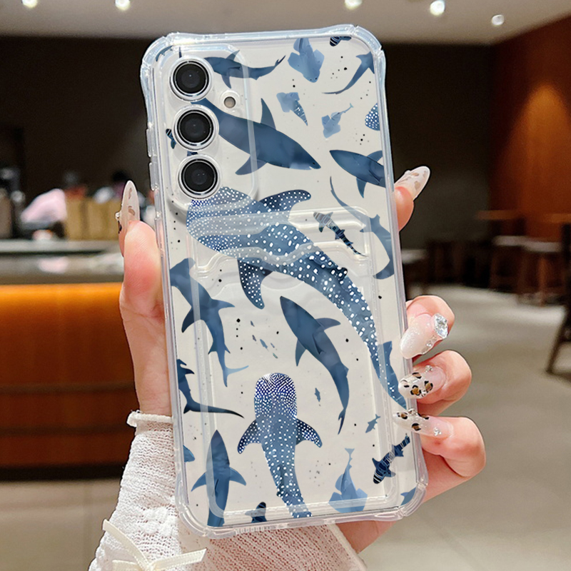 Phone Cases With Wallet - Okyanus Köpekbalığı Balina telefon kılıfı Samsung