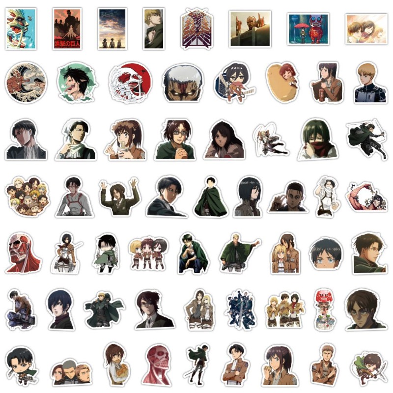 Phone Cases Beach - 60 adet Titan Anime çıkartmaları sevimli