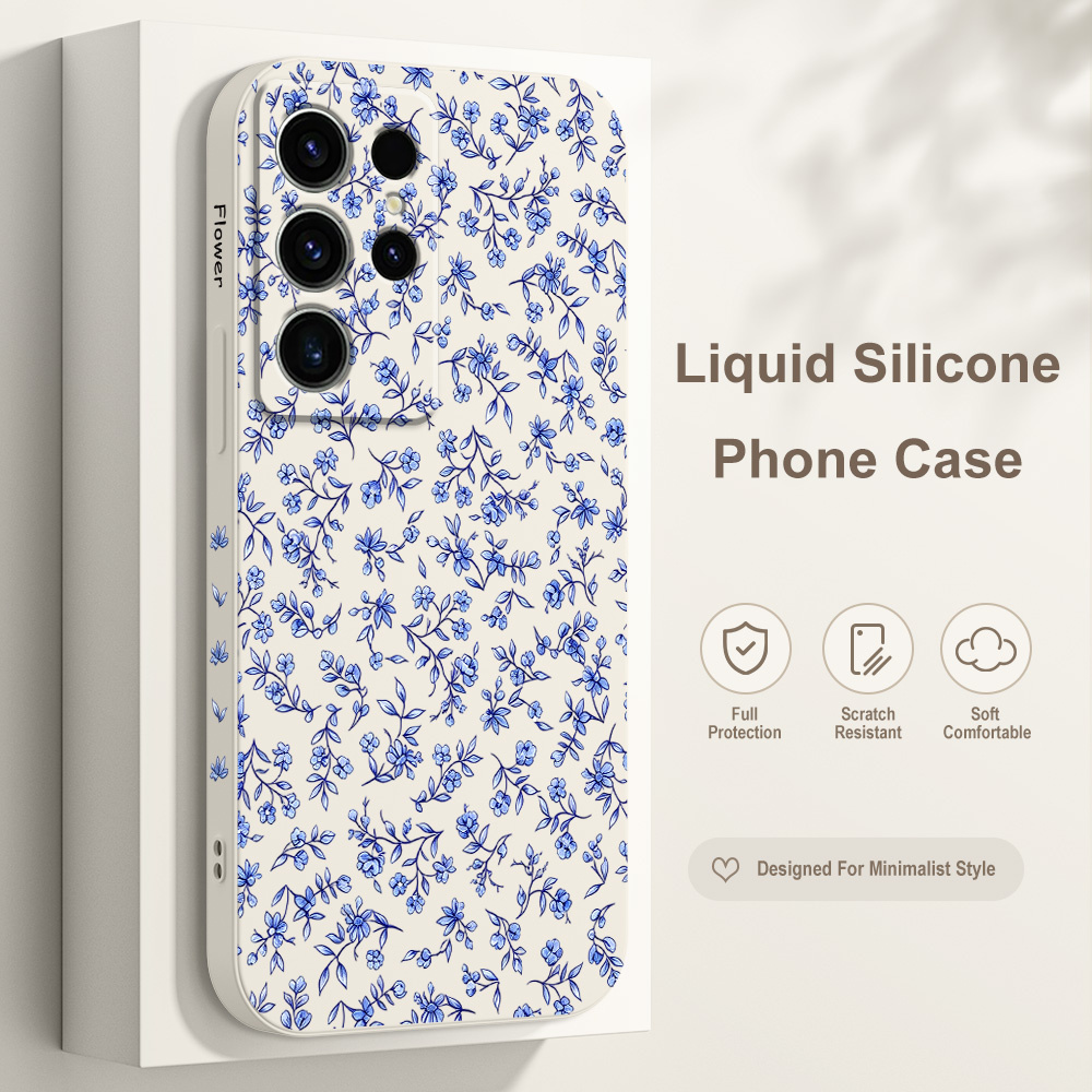 Phone Cases Silicone - Bükümlü Çiçek Desenli Telefon Kılıfı Samsung