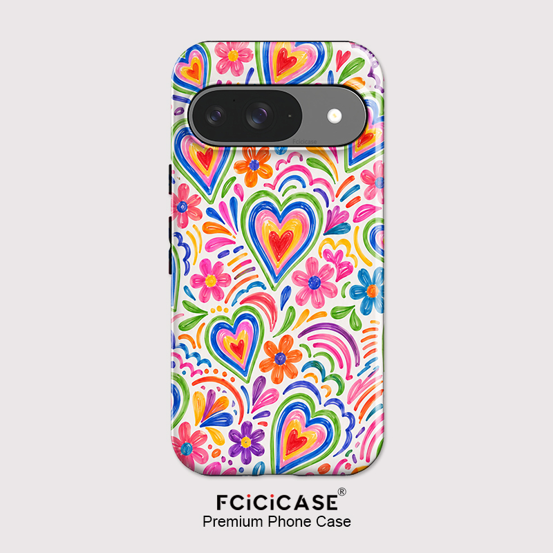 Google Pixel 9 Pro - Pixel 10A için Fcicicase Kalp Çiçek